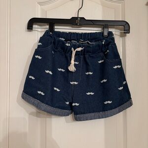 Patterned Denim Jean Shorts